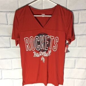 NBA Houston Rockets Women's V-Neck Tee Large Red